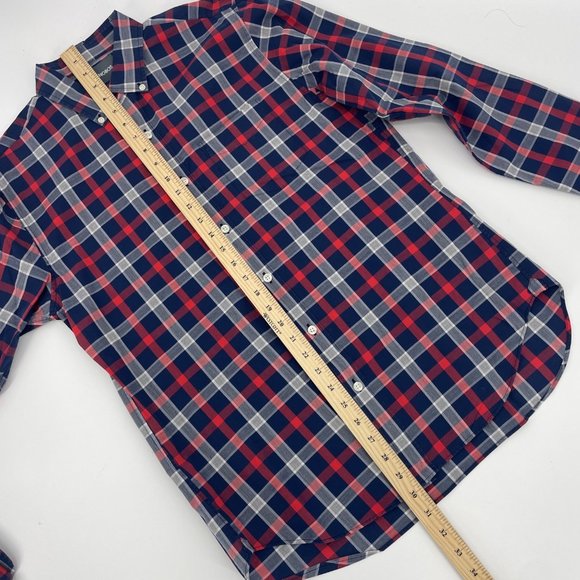 Bonobos Mens Size Medium Red Gingham Plaid Check Button Front Shirt Slim Fit - Picture 4 of 6
